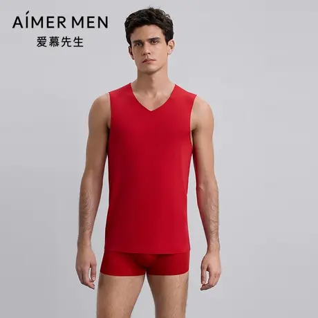 爱慕先生秋冬牛奶随心男士红品净痕V领宽肩打底背心NS72E767商品大图