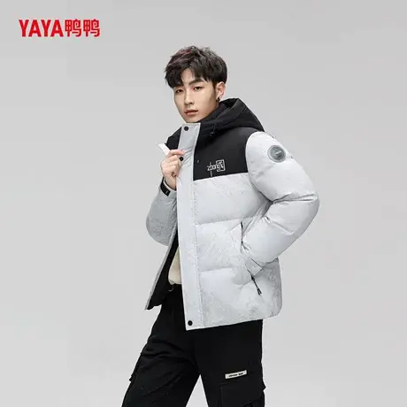 YAYA鸭鸭短款羽绒服男士2025冬季新款男款加厚保暖面包服撞色外套图片