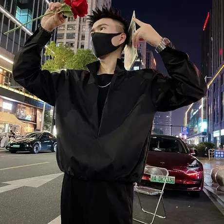 2025新款假两件衬衫春秋季韩版休闲衬衣纯色修身夜店个性长袖上衣商品大图