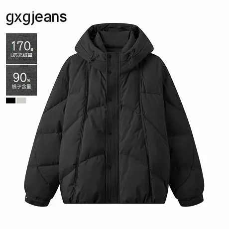 gxg.jeans男装 多色分割设计面包服保暖连帽羽绒服外套25年冬新品商品大图