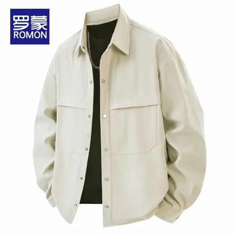 罗蒙长袖衬衫男春秋季2025新款潮流帅气上衣服宽松工装衬衣外套男商品大图
