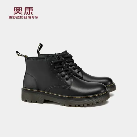 奥康 男鞋冬季时尚马丁靴高帮皮鞋防滑耐磨户外靴厚底增高商品大图