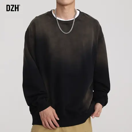 男士重磅渐变卫衣男美式复古青少年外套男款2023新款情侣套头上衣商品大图