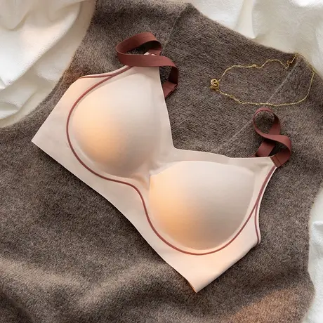 舒适内衣女无痕居家睡眠背心式胸罩带胸垫聚拢收副乳调整型文胸薄图片