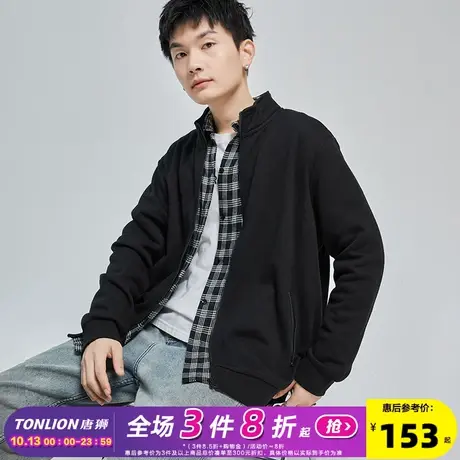 唐狮2022秋冬新款外套男休闲短款针织外套男运动男士夹克保暖上衣商品大图