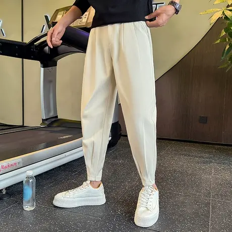 卫裤男春秋季潮牌纯色宽松小脚束脚哈伦裤ins潮流百搭休闲裤西裤图片