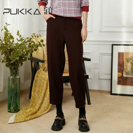 Pukka/蒲牌女装羊毛休闲裤2021冬装新款设计感时尚萝卜裤商场同款图片