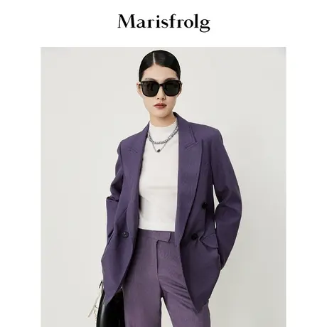 【意大利进口面料】玛丝菲尔秋季藤萝紫色廓形时尚西装图片