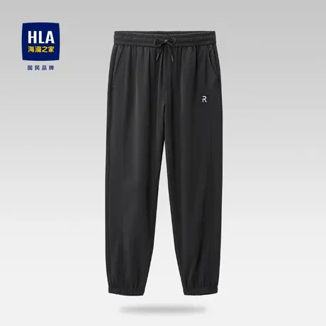 HLA/海澜之家2023热卖仿铜氨休闲裤春夏松紧腰束脚口绣花卫裤男图片