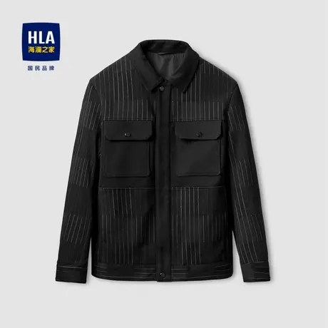 HLA/海澜之家夹克2023秋季条纹胸前盖袋透气保暖休闲外套男图片