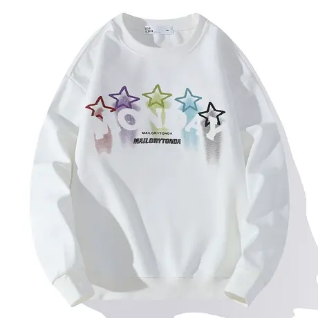 卫衣男秋冬款设计感印花长袖t恤男休闲宽松青少年圆领内搭打底衫T图片