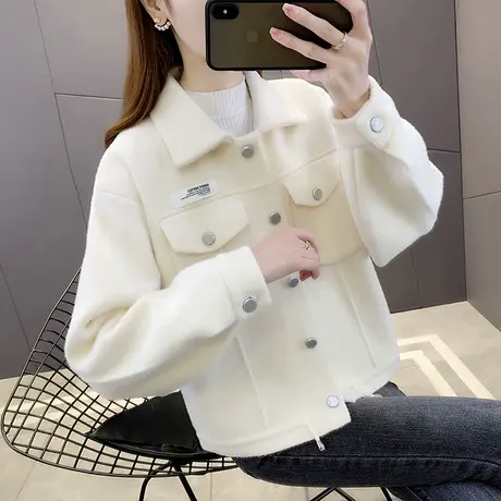 秋款女士小香风短外套上衣初秋2023年新款洋气水貂绒开衫女秋冬款图片