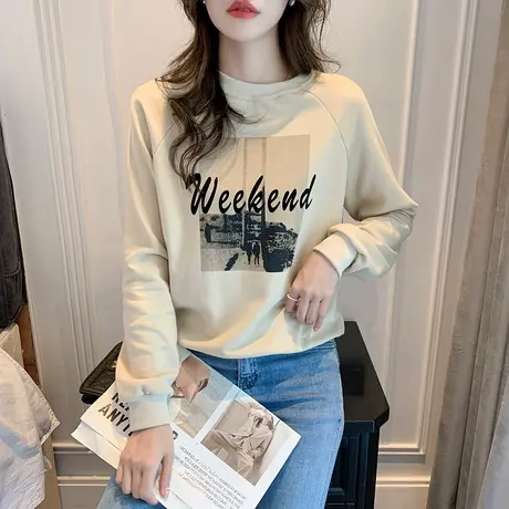 套头卫衣女春秋薄款2023年新款潮ins早秋上衣初秋设计感小众甜酷商品大图