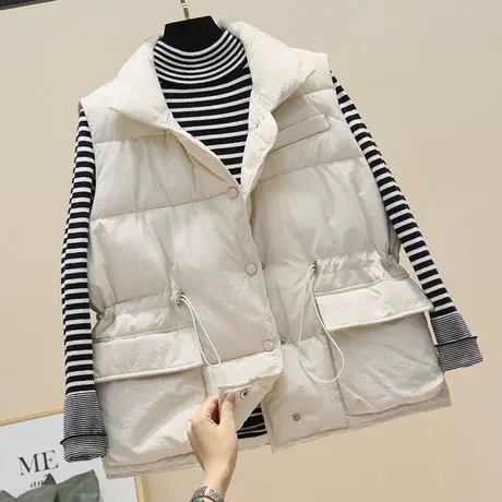 羽绒棉马甲女短款2023秋冬新款韩版外穿收腰加厚坎肩背心马夹外套商品大图