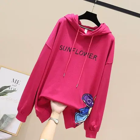 花朵连帽卫衣女潮ins秋季2023年新款大码宽松衣服设计感小众外套商品大图