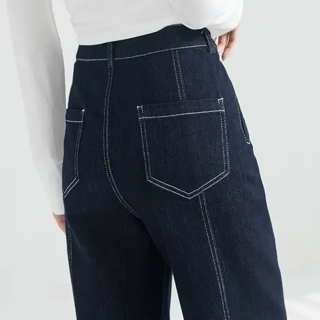 窄版高腰直筒牛仔裤女2023新款秋季显瘦裤子秋冬女裤阔腿裤烟筒裤图片