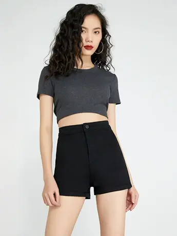 清仓捡漏黑色牛仔短裤女弹力紧身超高腰2023夏季新款韩版百搭a字图片