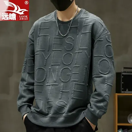 秋季卫衣男潮牌宽松百搭圆领打底衫长袖T恤男士潮流休闲外穿上衣商品大图