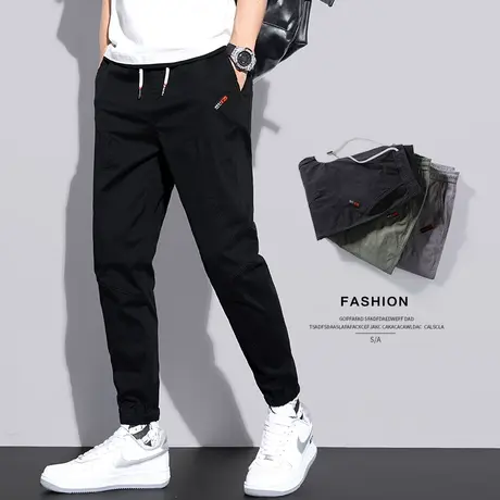 纯棉九分工装裤男士束脚宽松夏季春秋款2024新款休闲裤子男裤潮牌商品大图