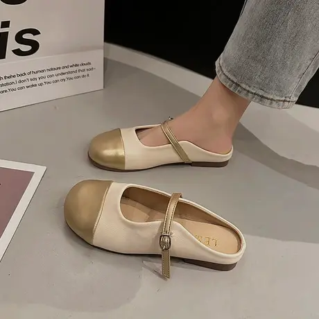 法式晚风拖鞋女夏外穿2024新款百搭网红软底包头半托单鞋外出凉拖商品大图