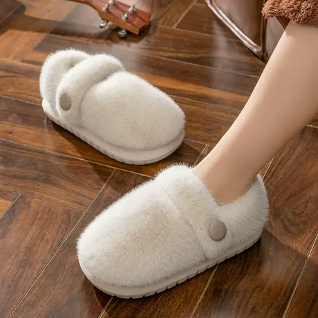 棉拖鞋女士包跟2024新款秋冬季室内家居厚底防滑保暖家用加绒棉鞋商品大图