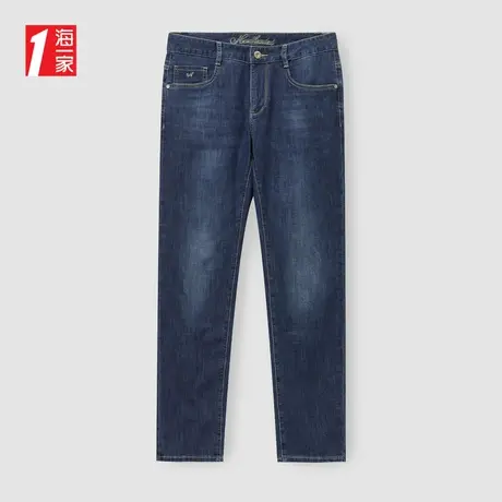 海一家简约休闲长裤2024夏季新款舒适微弹中腰青年男士牛仔裤商品大图