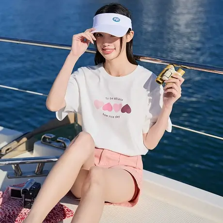 唐狮短袖T恤女2024新款圆领内搭打底衫上衣女设计感小众体恤1.19商品大图