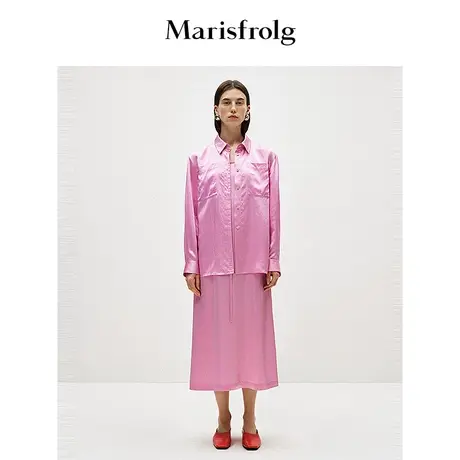 【商场同款】玛丝菲尔2024春新款常玉粉质感长袖衬衫外套女商品大图