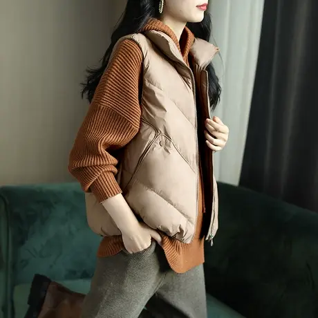 宝诗黎时尚小立领轻薄羽绒服马甲女短款秋冬2023宽松新款百搭外套商品大图