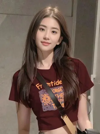 正肩酒红色短袖t恤女夏季新款修身显瘦设计感小众甜辣妹上衣短款图片