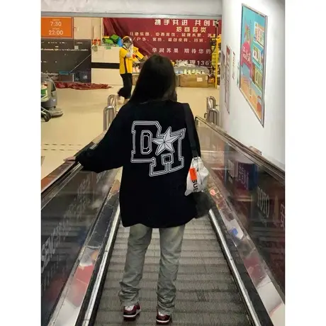 hiphop潮牌卫衣女ins春秋薄款美式复古宽松bf慵懒风欧美高街外套商品大图