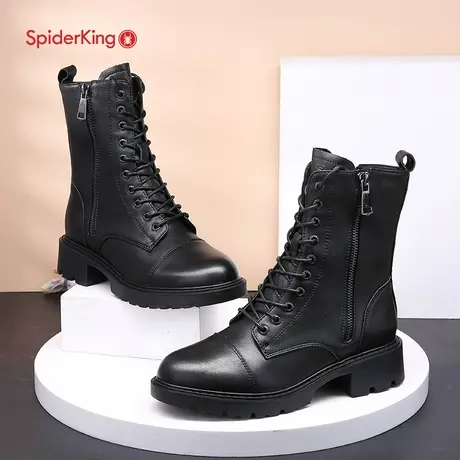 特价清仓蜘蛛王中筒马丁靴女英伦秋冬瘦瘦女靴厚底单靴真皮靴子女商品大图