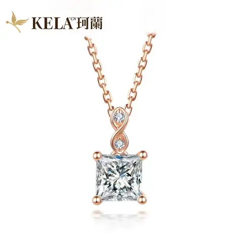 【公主方吊坠空托 公主嫁期】珂兰 18K白金玫瑰金项链钻石 唯系图片