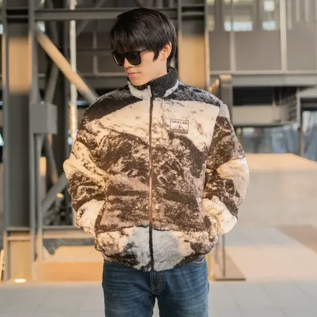 LeeXLINE22年男士羊羔毛外套加厚保暖黑色LMT004017200036K11000图片