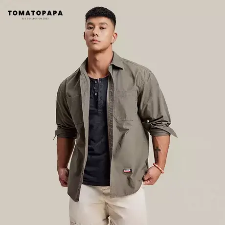 TOMATOPAPA春秋23衬衫男士长袖衬衣基础商务休闲时尚青年男子上衣商品大图