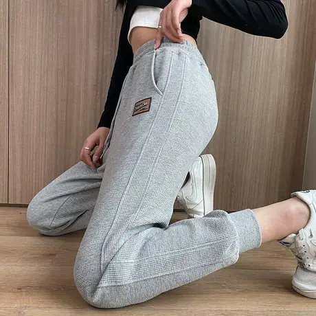 灰色运动裤女春秋薄款宽松束脚小个子ins潮2022新款大码休闲卫裤图片