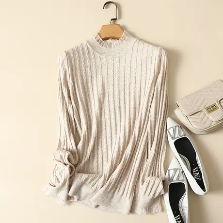 清仓！半高领毛衣套头打底衫女春装2023年新款内搭爆款百针织衫女商品大图