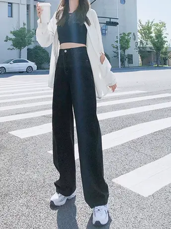 清仓捡漏高腰阔腿牛仔裤女2023年夏季新款直筒显瘦垂感拖地裤ins商品大图