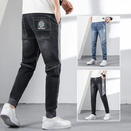 夏季薄款广州新塘镇痞帅牛仔裤男士束脚宽松九分休闲男裤子春秋款图片