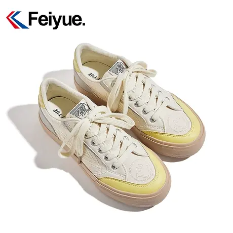 feiyue/飞跃低帮帆布鞋女2023秋季新款时尚印花拼色透气休闲鞋895商品大图