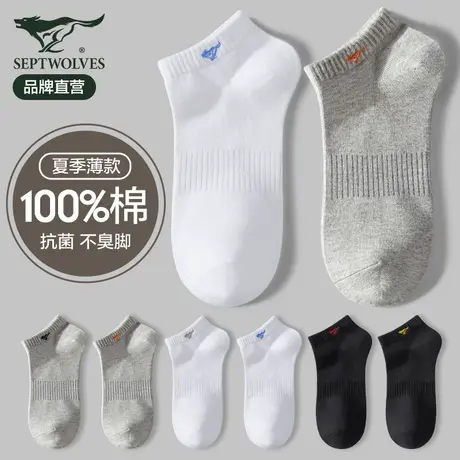 七匹狼袜子男短袜纯棉100%全棉防臭吸汗春秋款男生抗菌运动袜船袜商品大图
