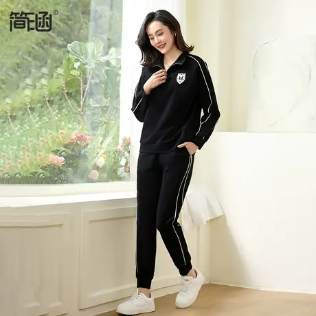简涵大码女装2024春秋新款空气棉卫衣两件套加肥胖妹妹显瘦套装图片