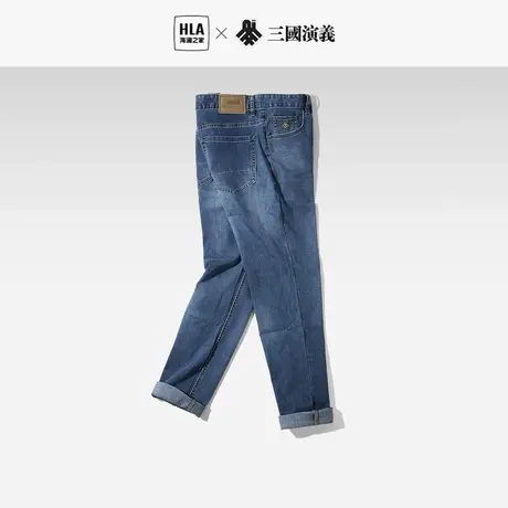 HLA/海澜之家三国系列牛仔裤2023春新款五袋款中腰直筒长裤男图片