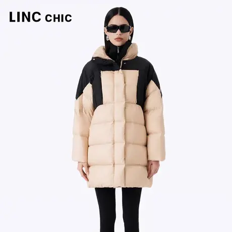 【设计师联名款】LINCCHIC金羽杰23冬新品鹅绒轻体中长款羽绒服女商品大图