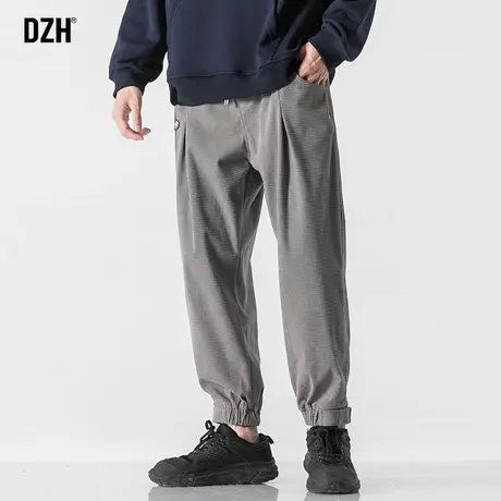 男士灰色华夫格运动裤男春夏束脚202年新款灯芯绒裤子宽松休闲裤商品大图