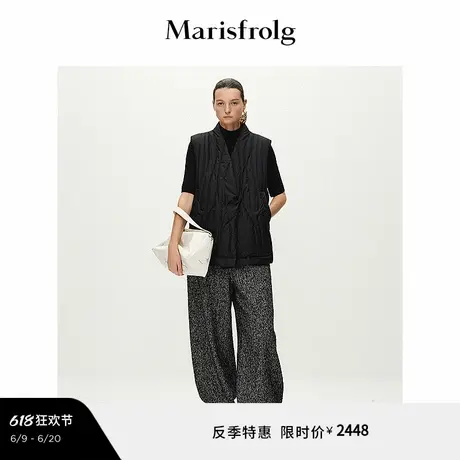 【轻羽羽绒】Marisfrolg玛丝菲尔冬白鹅绒黑色羽绒马甲图片