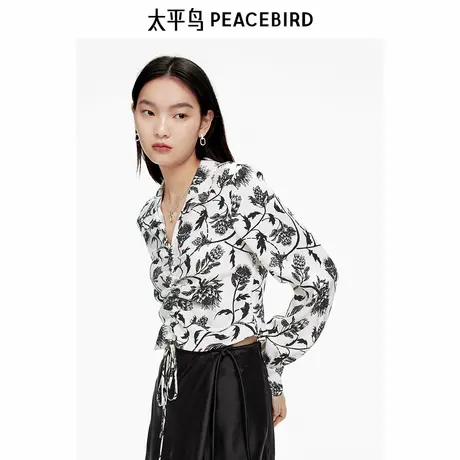 太平鸟女装年夏季新款时尚抽褶上衣A1CDE2167图片