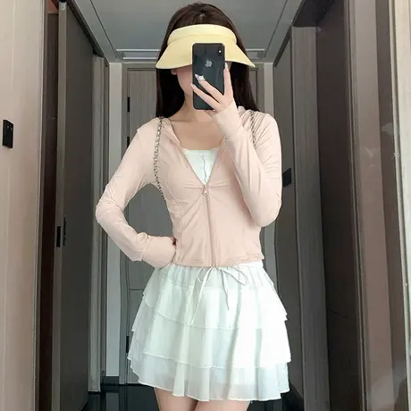 粉色冰丝防晒衣女款夏季防紫外线防晒服2024新款修身瑜伽外套上衣图片