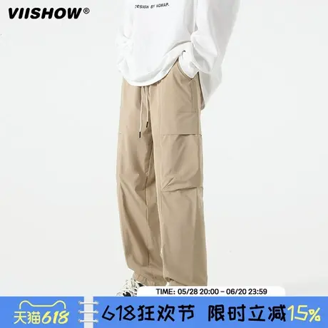 VIISHOW慵懒松弛感裤子男2025年春款宽松直筒阔腿重磅工装休闲裤商品大图