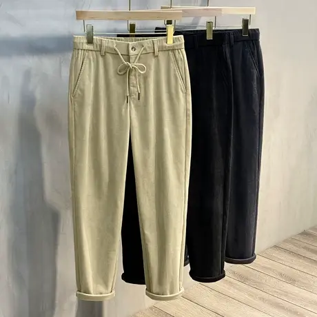 灯芯绒休闲裤男直筒宽松厚款商务九分裤韩版潮流春秋冬新款长裤子商品大图